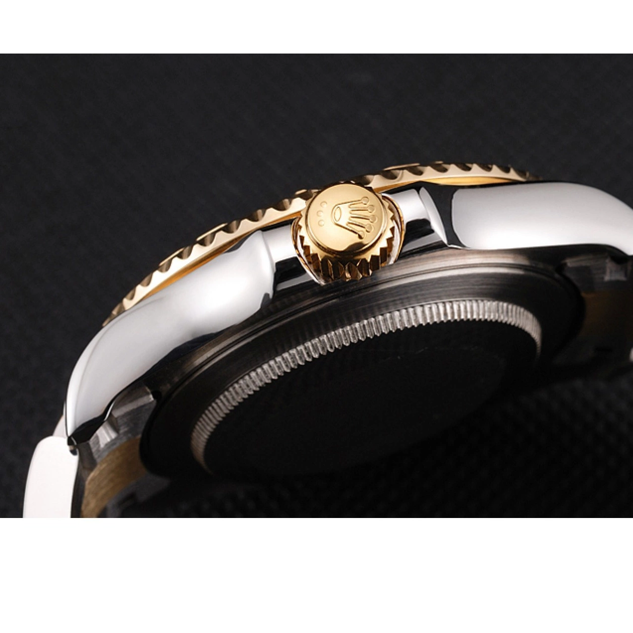 Aaa replica watch Case Tone Bezel Gold Swiss Yacht-Master Champagne Two Rolex Dial Stainless Bracelet Steel 0703